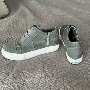 Jenn Ardor women’s GRAY sz 8.5 slip on canvas high top platform zipper sneaker